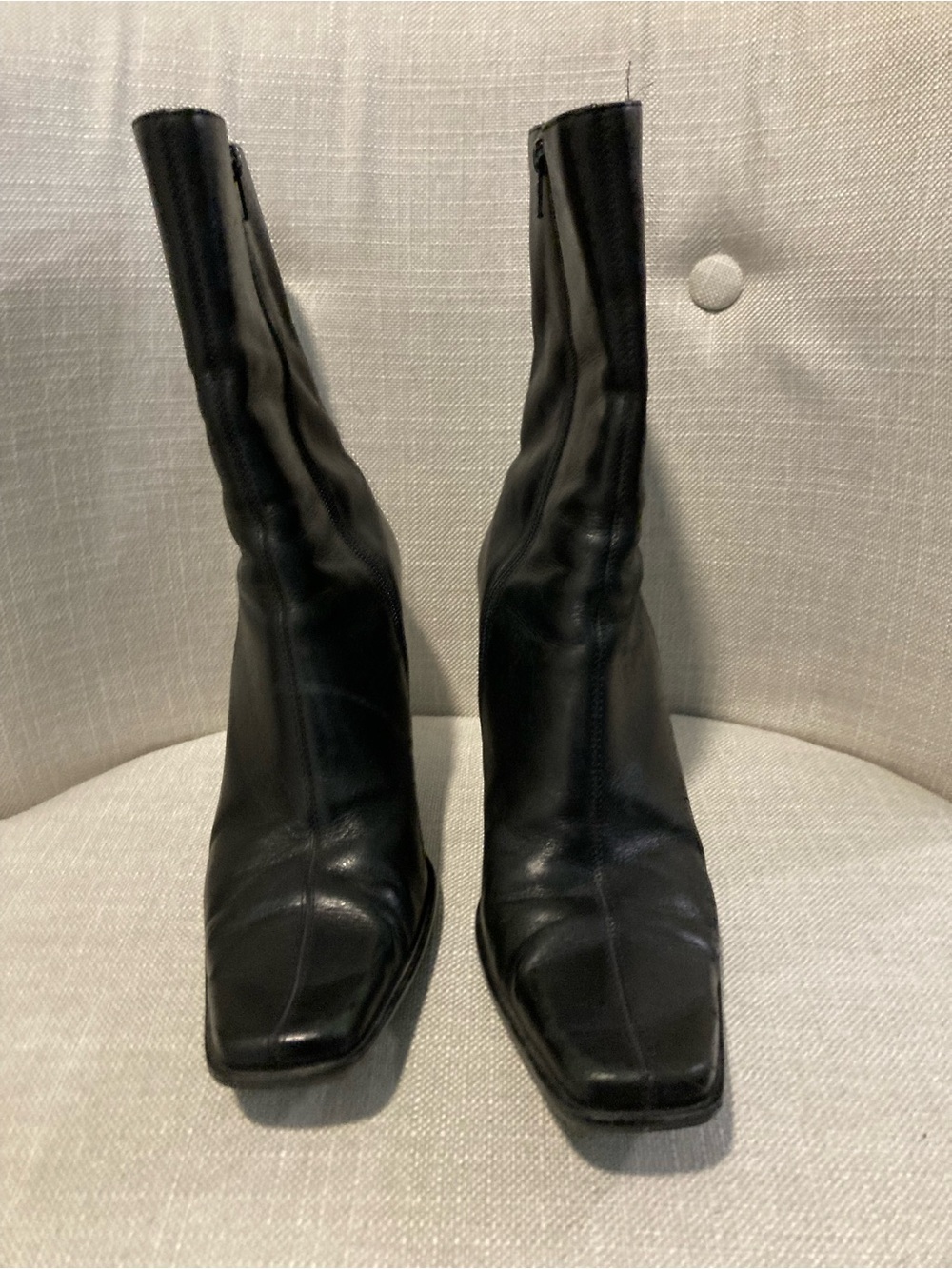Diba Black Leather boots with Zip Detail - Picture 3 of 5